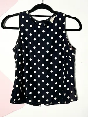 My Michelle Vintage Y2K Black Polka Dot Tank‎ Top Medium Preppy 90s Mod thumbnail 1