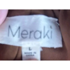 Meraki Brown Boho Lace Up Puff Sleeve Crop Peasant Top Sz L Festival Cottagecore thumbnail 10