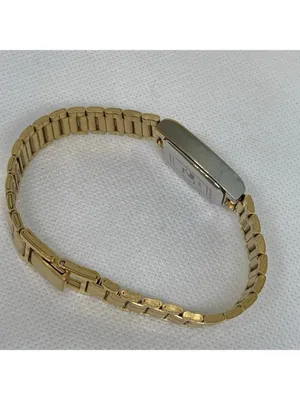 Vintage Armitron women watch gold tone 19mm black dial quartz analog 7” running thumbnail 8
