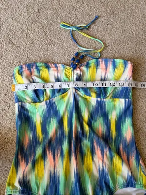 Shoshanna Ikat Rio Vista Bandeau Beaded Halter Maillot one piece Swimsuit Sz 10 thumbnail 12
