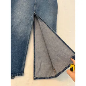 NA-KD Blue Denim Maxi Skirt High Waisted Back‎ Slit Size 38 Medium Wash Long thumbnail 3