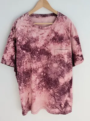 Custom Bleached Pocket Tee Pink Size XXL thumbnail 1