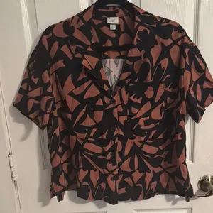 a new day Black and Brown Patterned Top thumbnail 3
