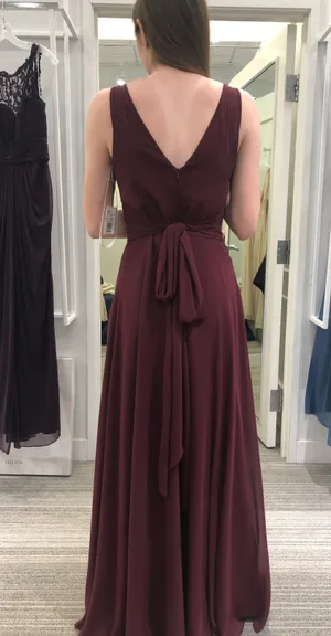 David's Bridal Wine Bridesmaid Dress thumbnail 2