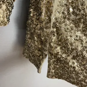 J. Crew Sequin Shirt Boat Neck 3/4 Sleeves Size XS Women Gold Christmas Top thumbnail 12