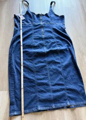 Womens Denim Blue Sleeveless Whimsigoth‎ Bodycone Overall Dress Size 2X thumbnail 1