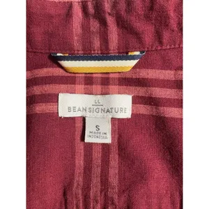 LL Bean Signature Womens‎ Small Burgundy Plaid Cotton Flannel Popover Shirt thumbnail 4