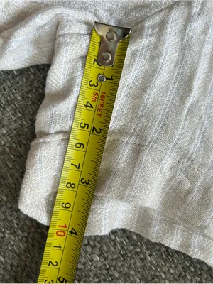 Time and Tru Cream Striped High Waist Linen Blend Drawstring Shorts. | Medium thumbnail 8