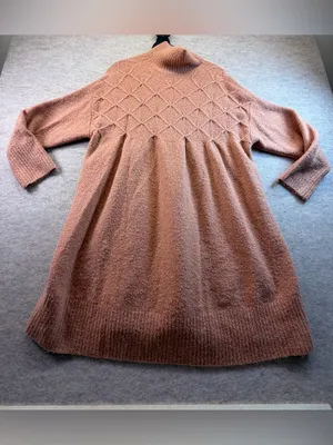Free People Jaci Wool Blend Sweater Dress Women’s XL Beige Mock Neck thumbnail 9