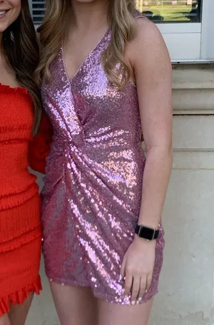Sequin Pink Mini Dress Size XS thumbnail 3