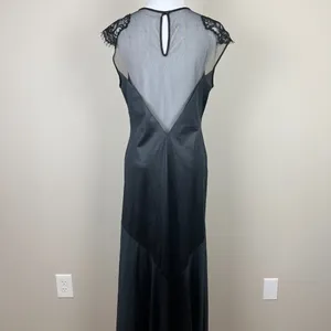 Vintage Sears Nightgown Women Medium Black Mesh Lace Satin Long Sleeveless Sheer thumbnail 7