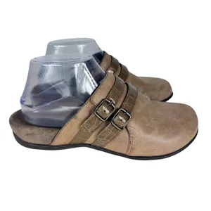 Vionic Bedford Womens Taupe Tan Double Buckle Croc Strap Orthotic Clog Mules 7 thumbnail 2