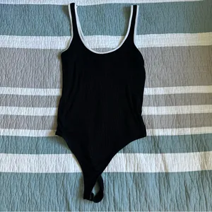ASOS Black White Ribbed Bodysuit 4 S Tank thumbnail 3