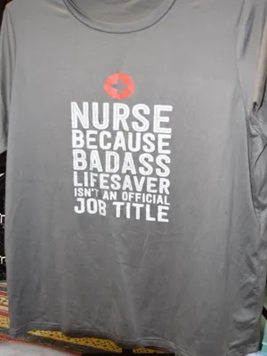 Nurse Tee "Bada$$ Lifesaver", Gray, Size XXL Gray thumbnail 1