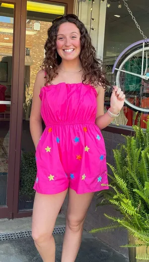 Peach Love Star Sequin Romper thumbnail 1
