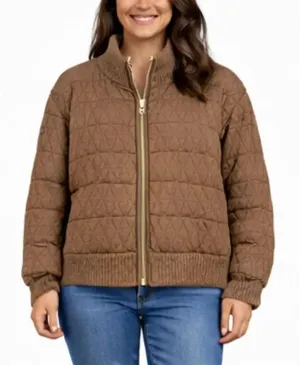 Joie tan puffer cableknit bomber style jacket M thumbnail 1