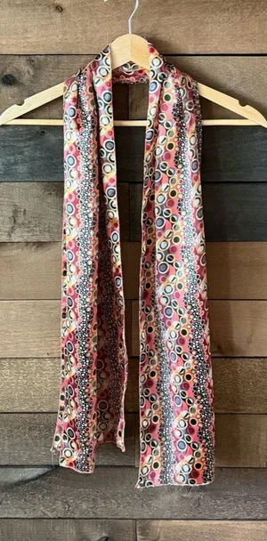 Y2K Mod Circle Print Skinny Scarf Retro Pink Geometric Neck Scarf thumbnail 1