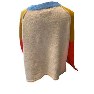 Listicle Color Block Sweater Small Multicolor Blue Mustard Orange Cream thumbnail 7