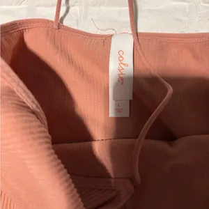 Peach Ribbed Bodysuit Orange Size L thumbnail 3