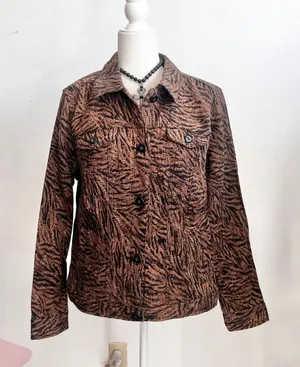Vintage Brown Tapestry Jacket Animal Print Boho Y2K Retro Indie Sleaze‎ Large thumbnail 1