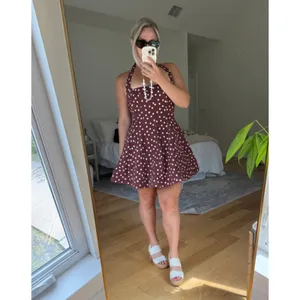 MAEVE Square Neck Fit and Flare Mini Dress in Brown Size Medium thumbnail 3