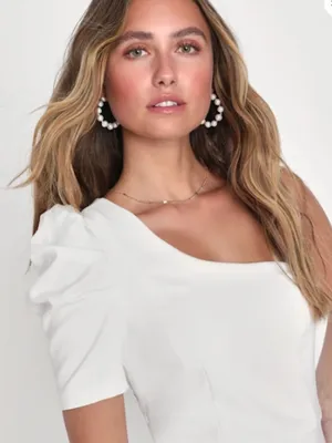 LULU's Sexy Chic HOneymoon Bachelorette Engagement Bridal One Shoulder Mini thumbnail 4