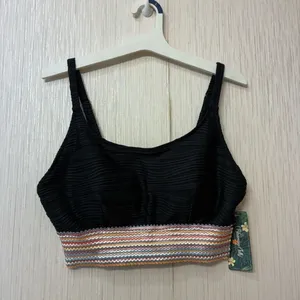 NWT Blooming Jelly Black High Waist Bikini Set Ribbed Crop Top Swimsuit‎ M thumbnail 2