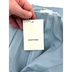 Aureum Sky Blue Vegan Leather Pleated Skirt Size‎ Small thumbnail 9