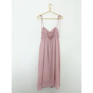 Anthropologie O.P.T Gigi Midi Dress Size Medium Pink Open Back Chiffon Wedding thumbnail 14