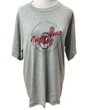 Vintage 2005 Lee Sport Gray Cleveland Indians MLB Logo Women's T-Shirt Size M thumbnail 1
