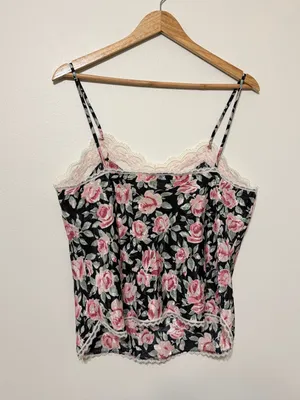 Vintage Floral Lace Cami Size Medium Tank Top USA Sears 90s Y2K thumbnail 6