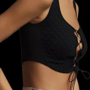 By Anthropologie Lace-Up front black Corset Top never worn thumbnail 7