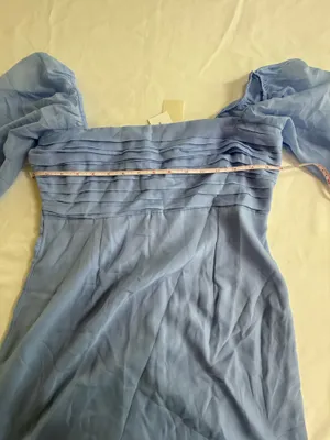 Abercrombie and fitch chiffon midi dress puff sleeve blue new thumbnail 7