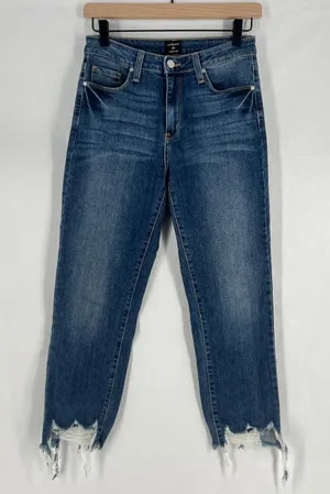 Just Black Ankle Jeans Womens 26 Blue Denim‎ Cotton Stretch Mid Rise Frayed Hem thumbnail 1