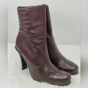 Steve Madden Vintage Brown Leather Heeled Booties Sz 7.5M thumbnail 6