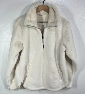 Abercrombie Fitch Women's‎ Sherpa Fleece 1/4 Zip PulloverJacket Cream Size Small thumbnail 1