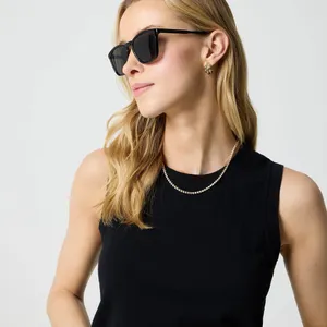 EUC J. Crew Jackie Shell Cotton Sweater Vest Black M holes in right arm seam thumbnail 2