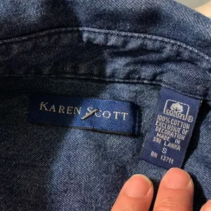 KAREN Scott small Denim Christmas embroidered button up thumbnail 3