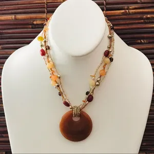 Lia Sophia Seed Bead Glass Pendant Necklace thumbnail 1