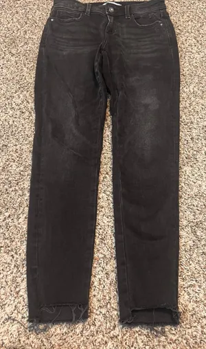 ZARA Black Distressed Raw Hem Straight Leg Jeans Women's Size‎ 4 thumbnail 1