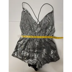 Showpo Disco Lights Playsuit Romper Sz 08 Silver Sequins Dance Festival Diva New thumbnail 3