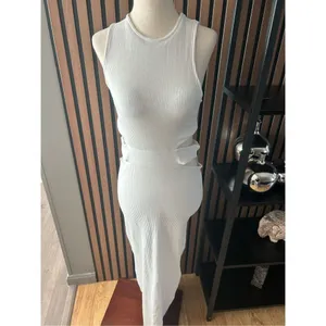 Zara Long Fitted Dress With Cut-Out Detail White Size M thumbnail 4
