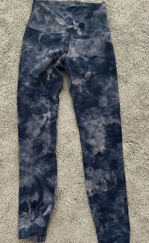 Lululemon Athletica Blue and Cream Tie-Dye Leggings thumbnail 1