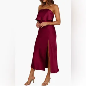Petal and Pup Bec + Bridge Vienna Popover Strapless Satin Midi Dress Size Us XL thumbnail 2