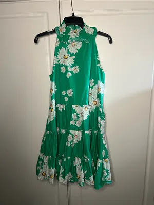 Alexia Admor Molly Green Daisy Floral Halter Tiered Mini Dress thumbnail 4