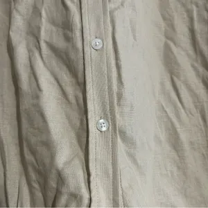 Gap Linen Rayon Button Down Shirt Khaki Tan XL Coastal Preppy Neutral Euro thumbnail 4