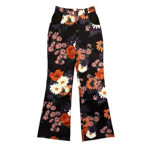 STAUD Austin Pants Size 4 Satin Floral‎ Bloom Flares Black Daisy Retro Festival thumbnail 2