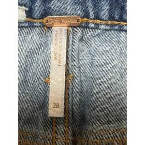 Free People Lace Up Denim‎ Micro Mini Skirt Blue Distressed Raw Hem Size 28 Boho thumbnail 3