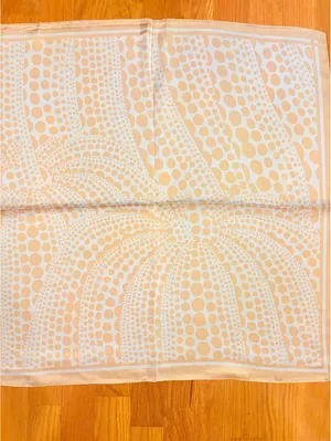 Women's Beige and Cream Polka Dot Satin Polyester Scarf thumbnail 3