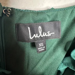 NWT Lulus It Happened in Dublin Forest Green Ruched Lace-up mini dress Sz XS‎ thumbnail 10